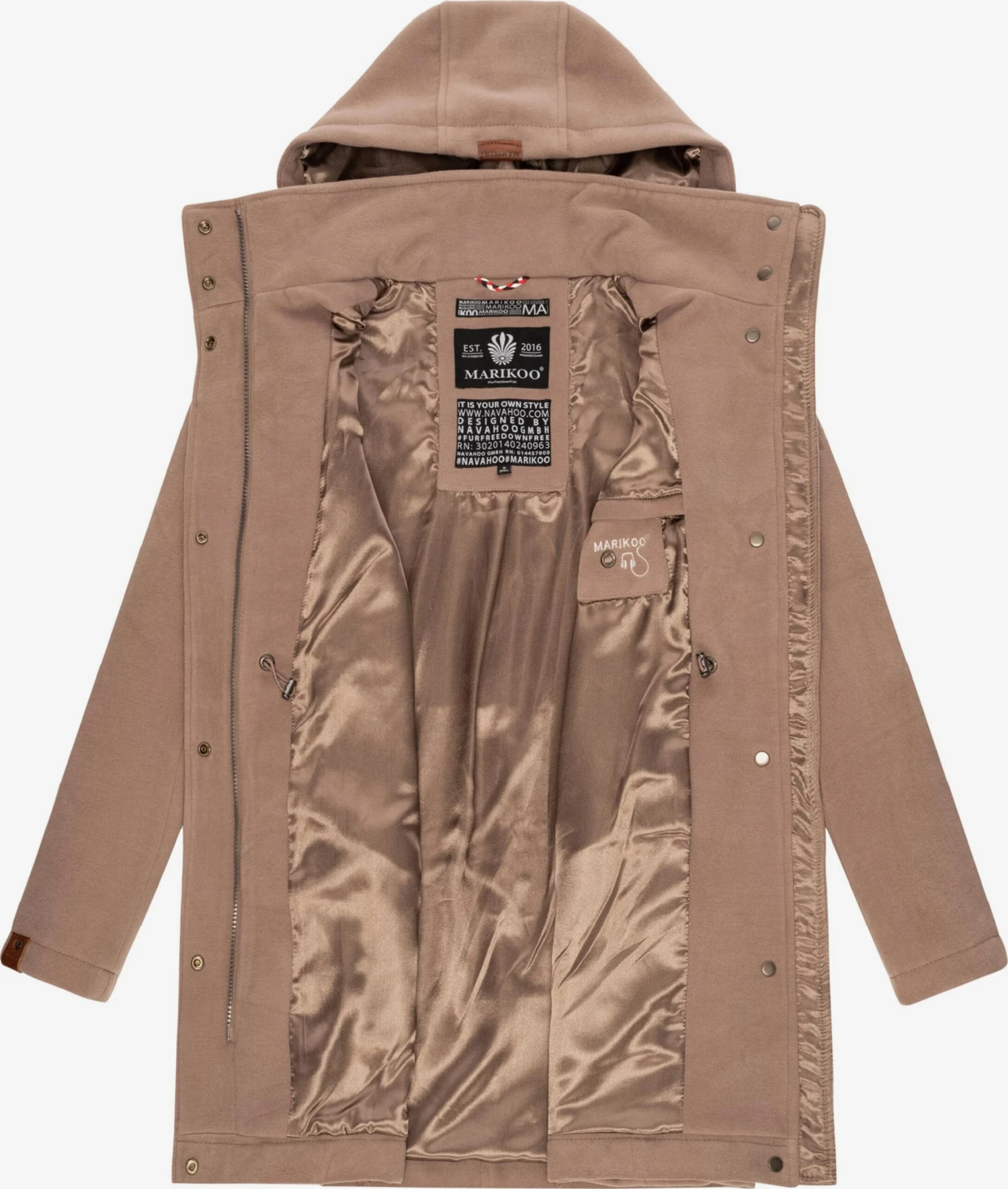 Marikoo Wintermantels Wintermantel Dames Lichtbruin 7 Marikoo Wintermantels Wintermantel Dames Lichtbruin - Afbeelding 5
