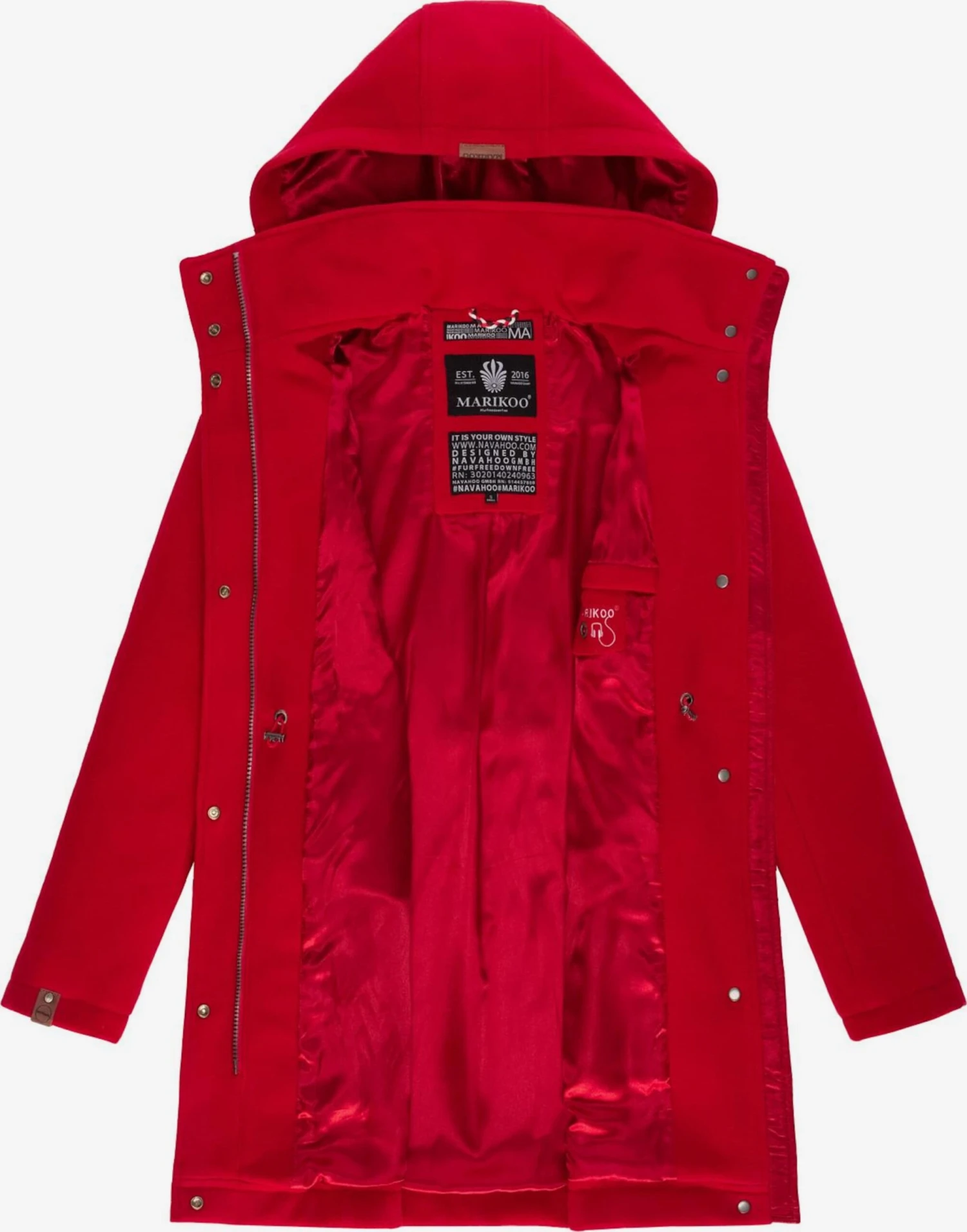 Marikoo Wintermantels Wintermantel Dames Rood 7 Marikoo Wintermantels Wintermantel Dames Rood - Afbeelding 5