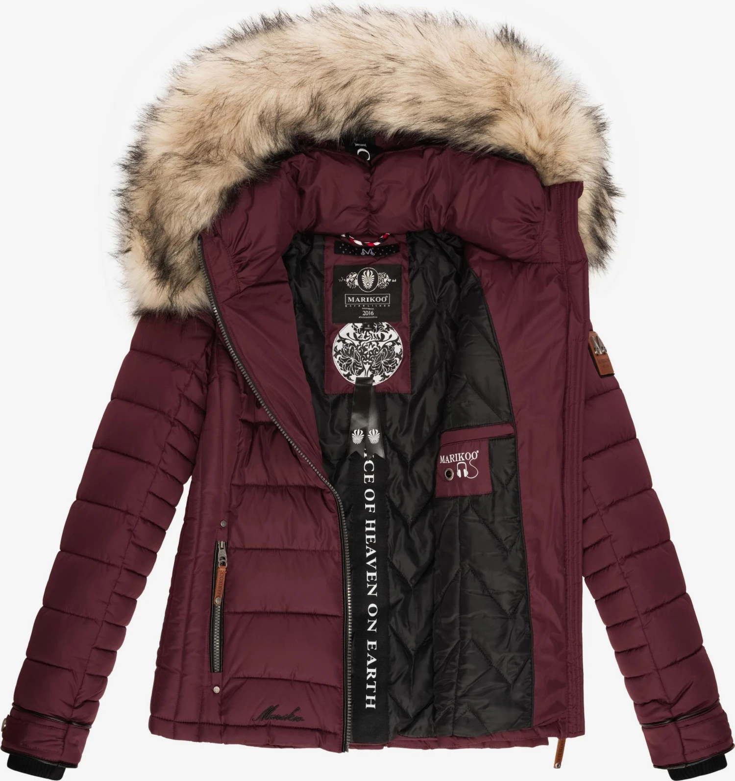 Marikoo Winterjassen Winterjas Lerikaa Dames Bordeaux 7 Marikoo Winterjassen Winterjas Lerikaa Dames Bordeaux - Afbeelding 5