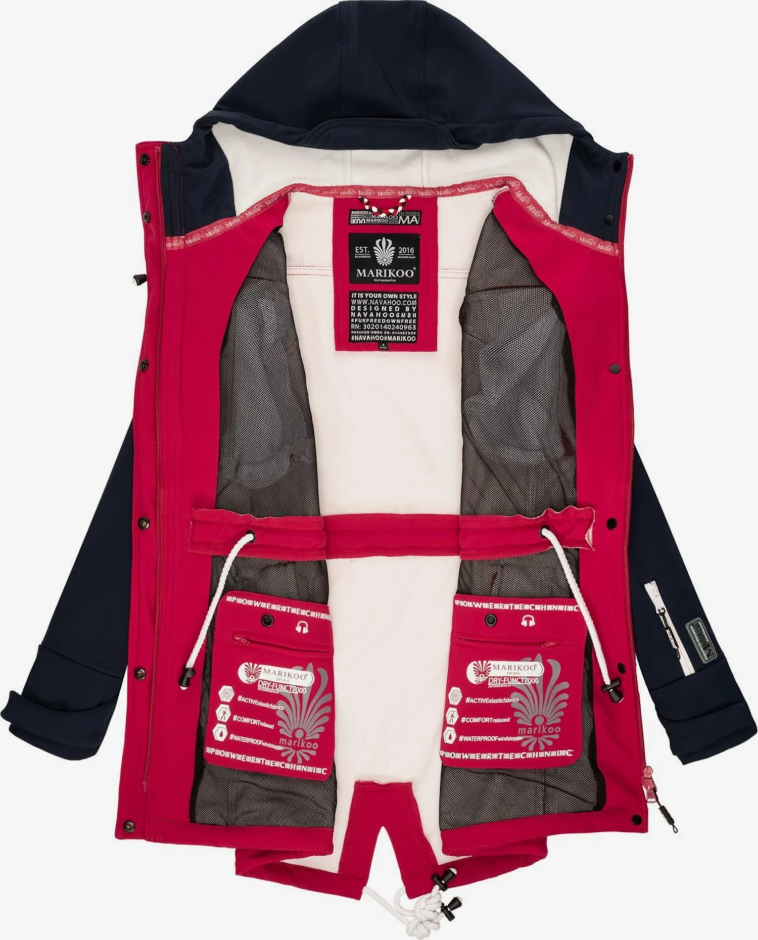 Marikoo Regenmantels Functionele Mantel Zimtzicke Dames Navy / Pink 6 Marikoo Regenmantels Functionele Mantel Zimtzicke Dames Navy / Pink - Afbeelding 4