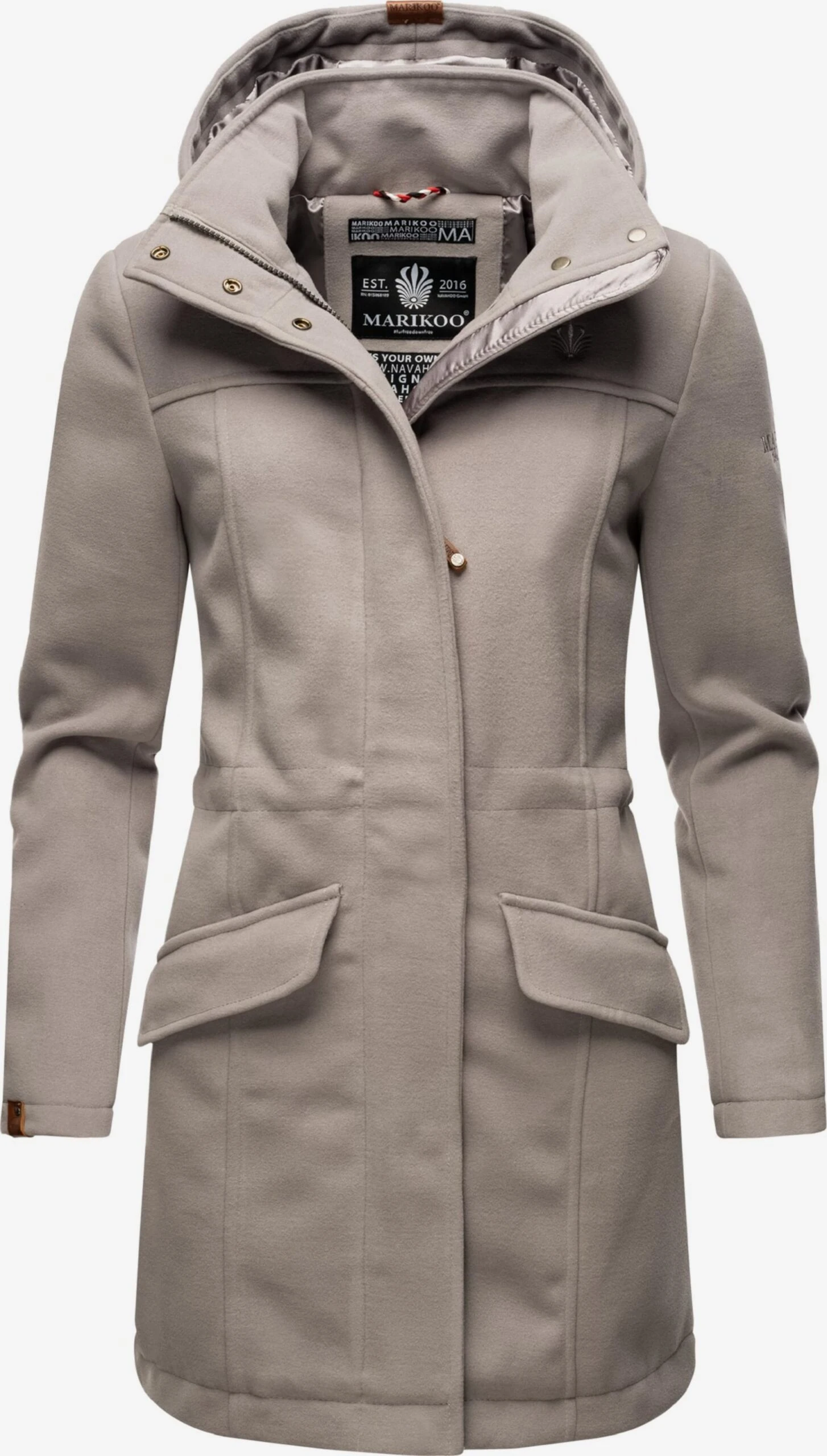 Marikoo Wintermantels Wintermantel Dames Rookgrijs 3 Marikoo Wintermantels Wintermantel Dames Rookgrijs