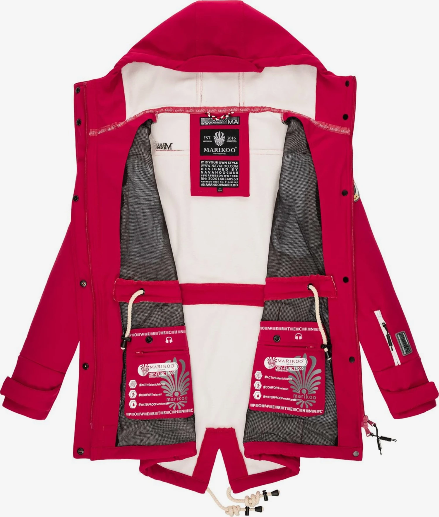 Marikoo Regenmantels Functionele Mantel Zimtzicke Dames Framboos 6 Marikoo Regenmantels Functionele Mantel Zimtzicke Dames Framboos - Afbeelding 4